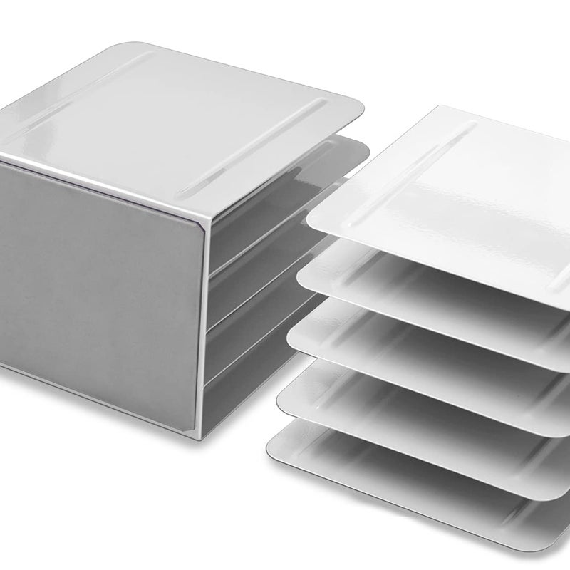Acrimet 4-Section Vertical Metal File Sorter, Desktop File Organizer for Papers, Folders & Documents, Space-Saving Office Organizer, White - Image 2